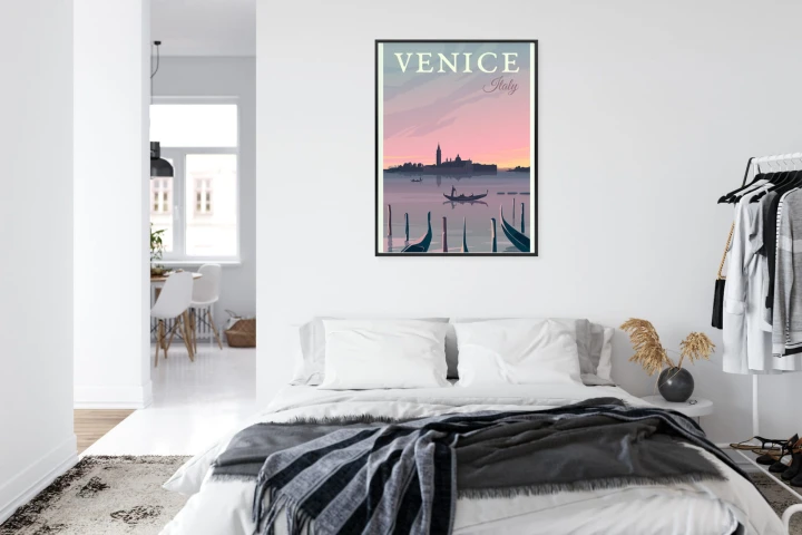 Plakat Zachód Słońca W Wenecji Z Gondolami