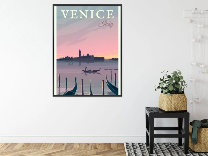 Plakat Zachód Słońca W Wenecji Z Gondolami