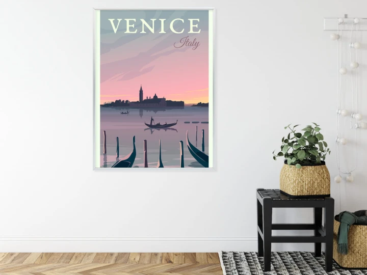 Plakat Zachód Słońca W Wenecji Z Gondolami