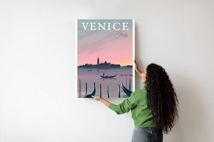 Plakat Zachód Słońca W Wenecji Z Gondolami