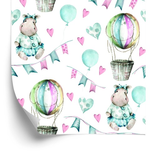 Tapeta Hipopotamy Przy Balonach