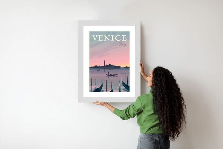 Plakat Zachód Słońca W Wenecji Z Gondolami