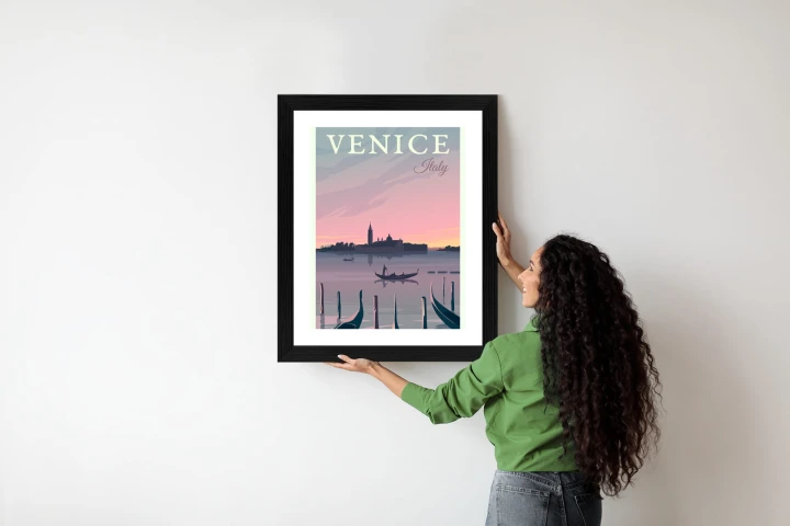 Plakat Zachód Słońca W Wenecji Z Gondolami