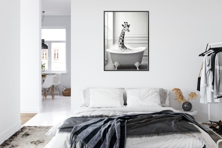 Plakat Surrealistyczna Ilustracja Z Żyrafą W Wannie