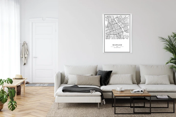 Plakat Warszawa Czarno Biała Mapa