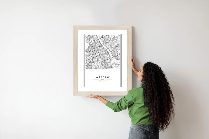 Plakat Warszawa Czarno Biała Mapa