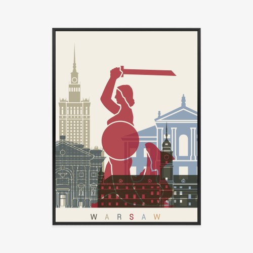 Plakat Kolorowe Sylwetki Architektury I Warszawska Syrenka