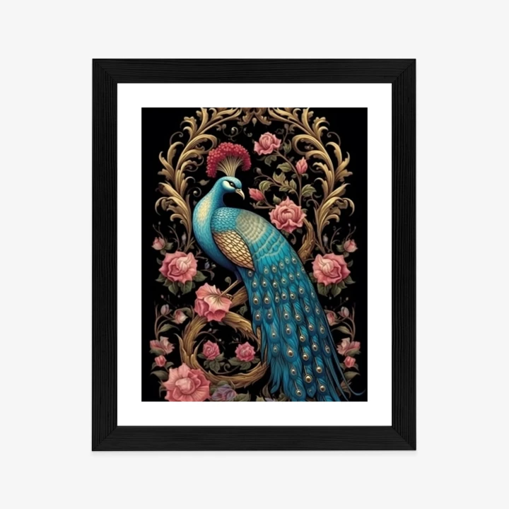 Plakat Egzotyczny Orientalny Wzór Z Pawiem I Roślinami Botanicznymi