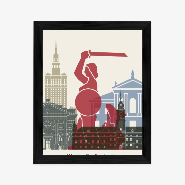 Plakat Kolorowe Sylwetki Architektury I Warszawska Syrenka