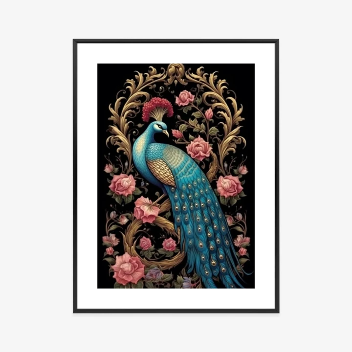 Plakat Egzotyczny Orientalny Wzór Z Pawiem I Roślinami Botanicznymi