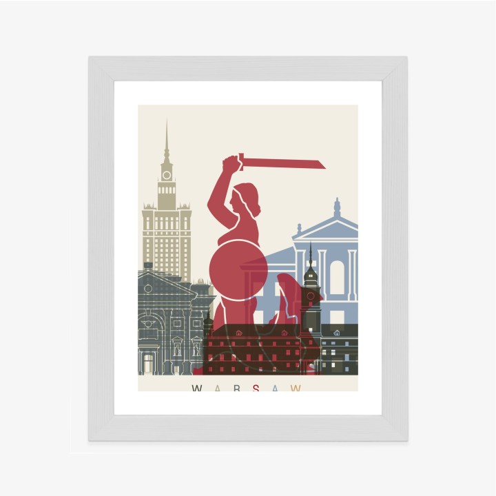 Plakat Kolorowe Sylwetki Architektury I Warszawska Syrenka