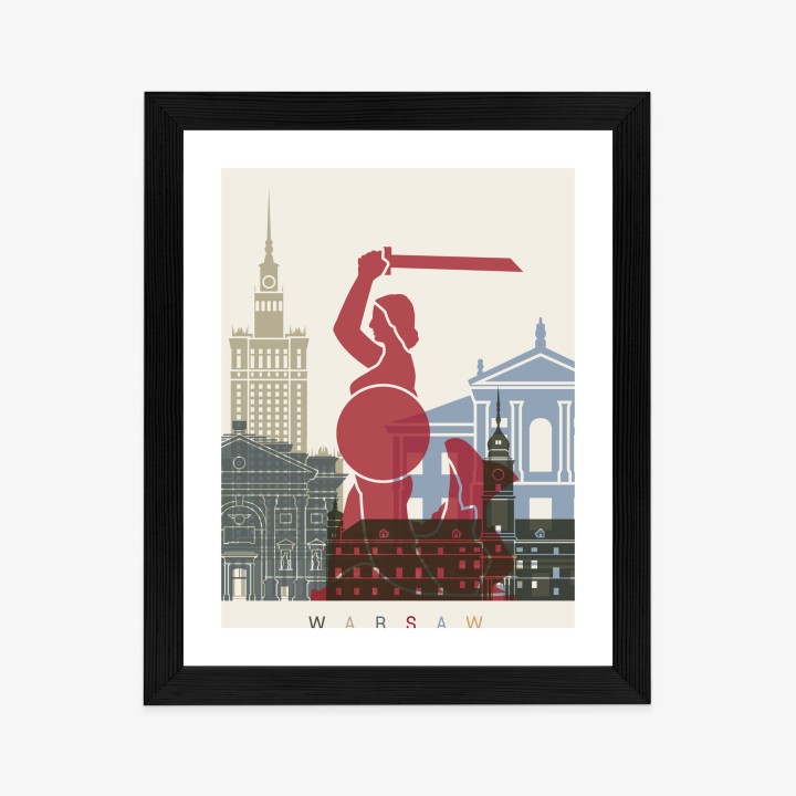 Plakat Kolorowe Sylwetki Architektury I Warszawska Syrenka