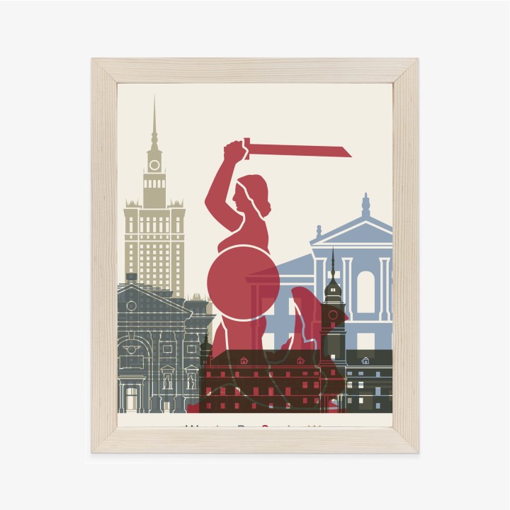 Plakat Kolorowe Sylwetki Architektury I Warszawska Syrenka