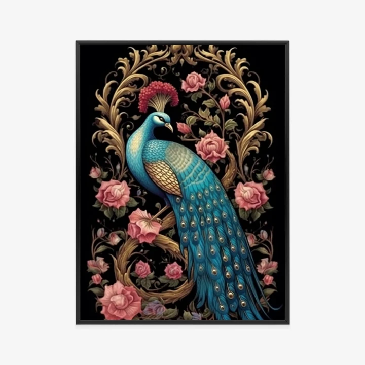 Plakat Egzotyczny Orientalny Wzór Z Pawiem I Roślinami Botanicznymi