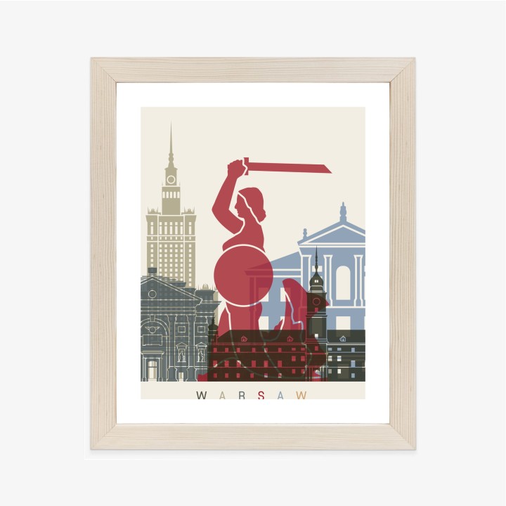 Plakat Kolorowe Sylwetki Architektury I Warszawska Syrenka