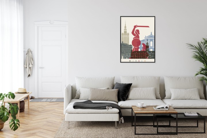 Plakat Kolorowe Sylwetki Architektury I Warszawska Syrenka