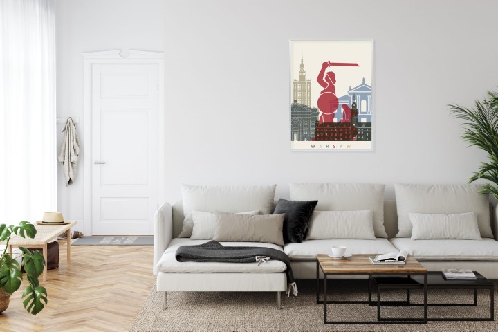 Plakat Kolorowe Sylwetki Architektury I Warszawska Syrenka