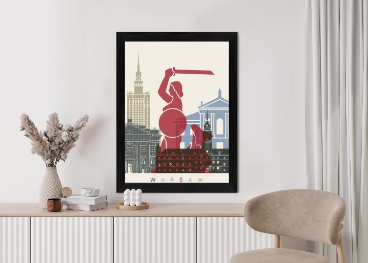 Plakat Kolorowe Sylwetki Architektury I Warszawska Syrenka