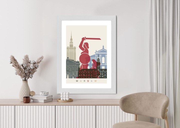 Plakat Kolorowe Sylwetki Architektury I Warszawska Syrenka