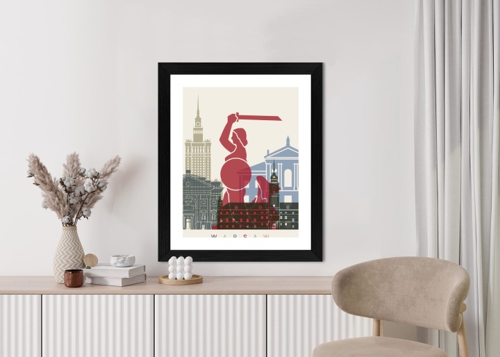 Plakat Kolorowe Sylwetki Architektury I Warszawska Syrenka