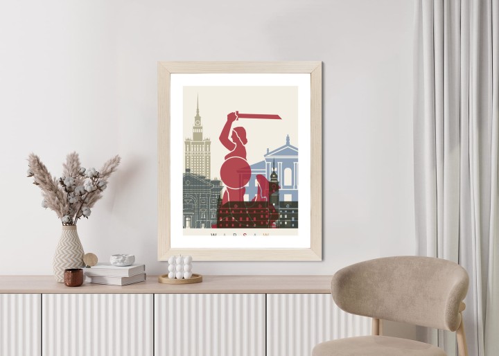 Plakat Kolorowe Sylwetki Architektury I Warszawska Syrenka