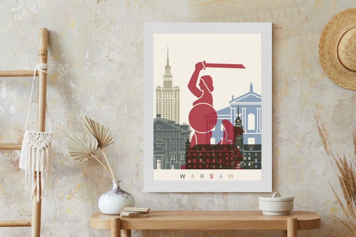 Plakat Kolorowe Sylwetki Architektury I Warszawska Syrenka