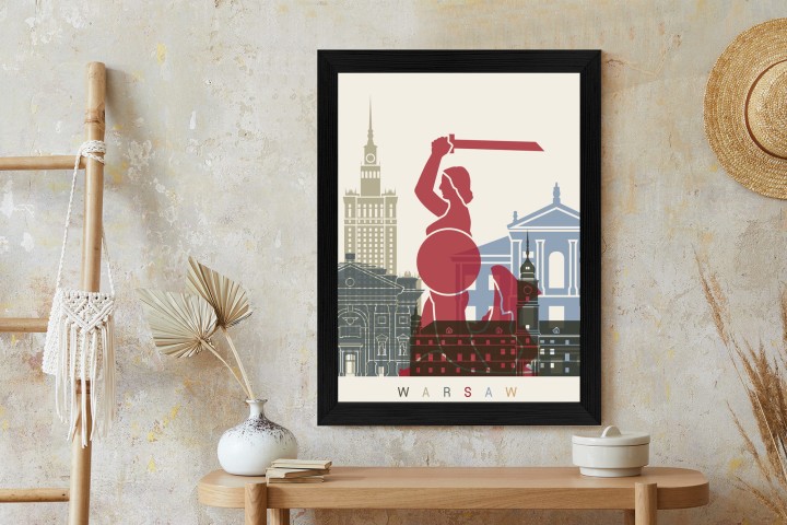 Plakat Kolorowe Sylwetki Architektury I Warszawska Syrenka