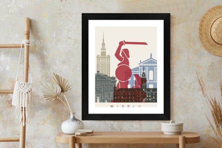 Plakat Kolorowe Sylwetki Architektury I Warszawska Syrenka