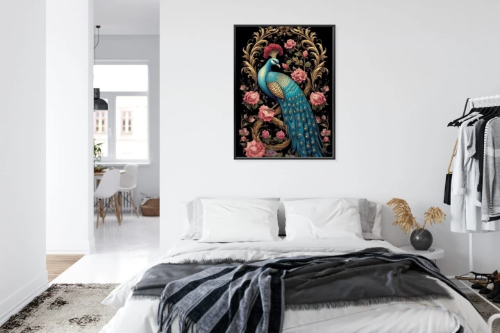 Plakat Egzotyczny Orientalny Wzór Z Pawiem I Roślinami Botanicznymi