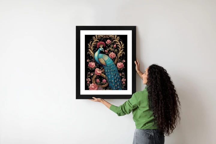 Plakat Egzotyczny Orientalny Wzór Z Pawiem I Roślinami Botanicznymi