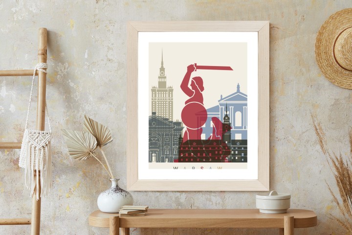 Plakat Kolorowe Sylwetki Architektury I Warszawska Syrenka