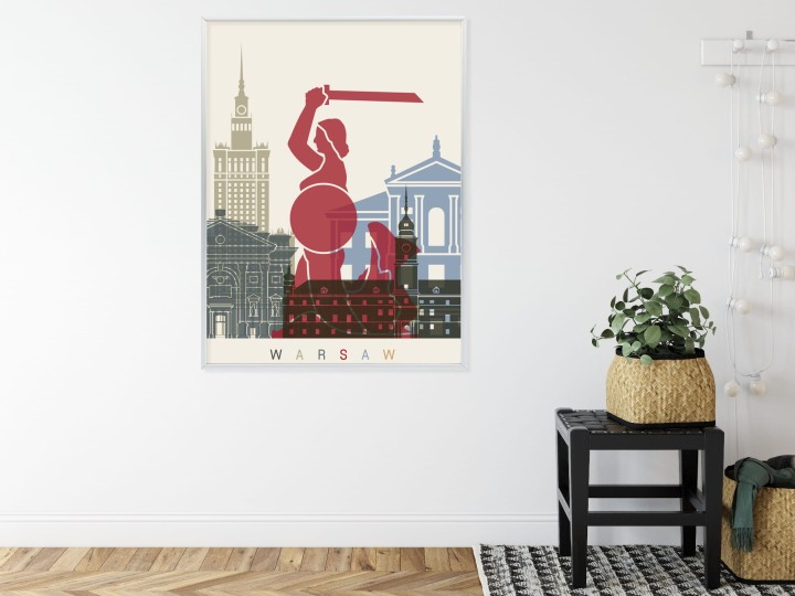 Plakat Kolorowe Sylwetki Architektury I Warszawska Syrenka