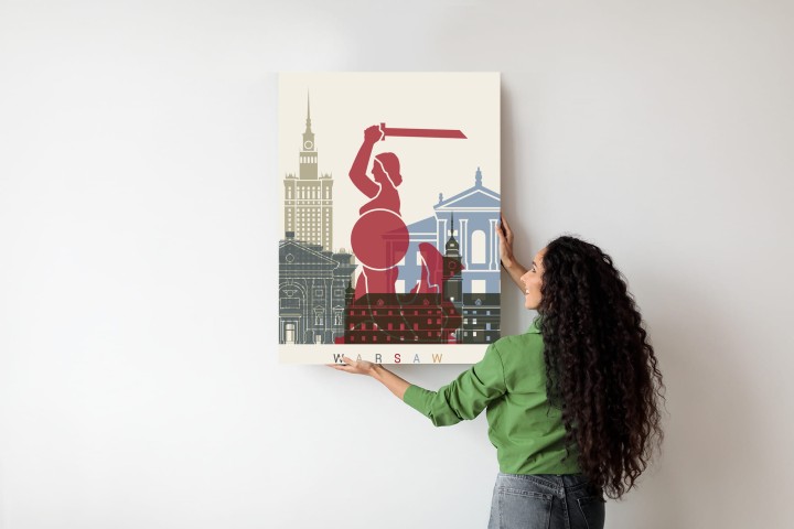 Plakat Kolorowe Sylwetki Architektury I Warszawska Syrenka