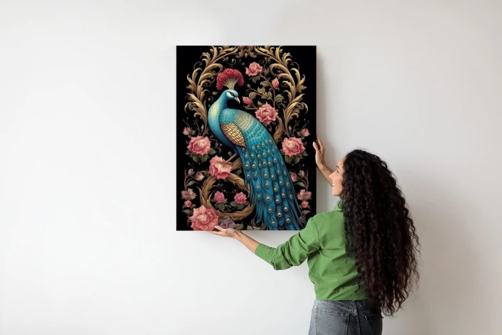 Plakat Egzotyczny Orientalny Wzór Z Pawiem I Roślinami Botanicznymi