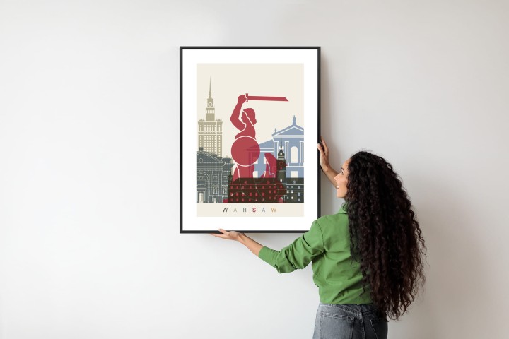 Plakat Kolorowe Sylwetki Architektury I Warszawska Syrenka