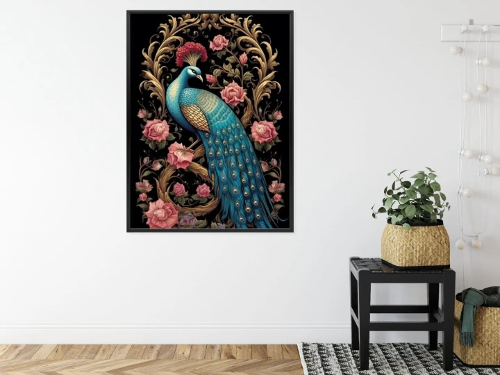 Plakat Egzotyczny Orientalny Wzór Z Pawiem I Roślinami Botanicznymi