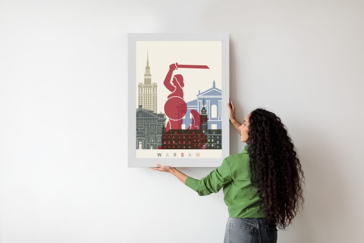 Plakat Kolorowe Sylwetki Architektury I Warszawska Syrenka