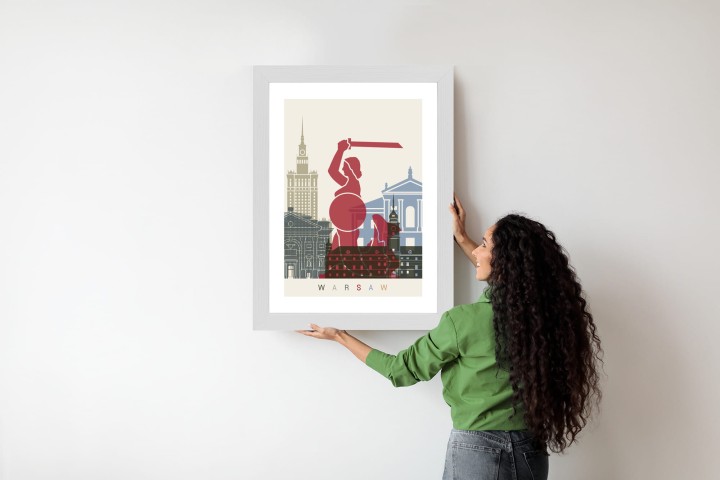 Plakat Kolorowe Sylwetki Architektury I Warszawska Syrenka