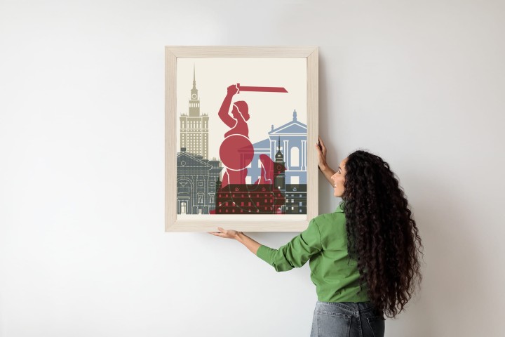 Plakat Kolorowe Sylwetki Architektury I Warszawska Syrenka