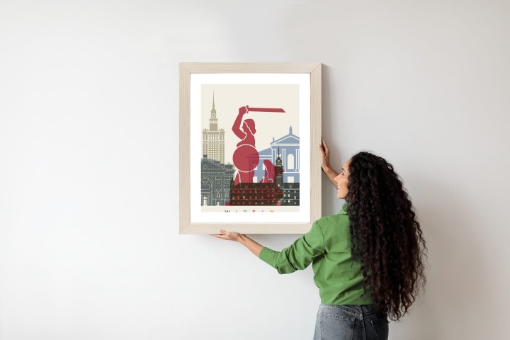 Plakat Kolorowe Sylwetki Architektury I Warszawska Syrenka