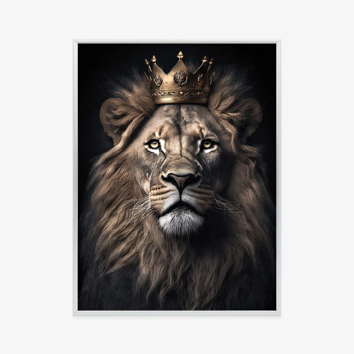 Plakat Lew W Koronie Na Realistycznym Portrecie