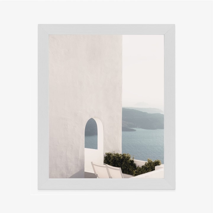 Plakat Biała Architektura Na Santorini Z Widokiem Na Morze