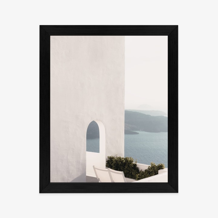 Plakat Biała Architektura Na Santorini Z Widokiem Na Morze