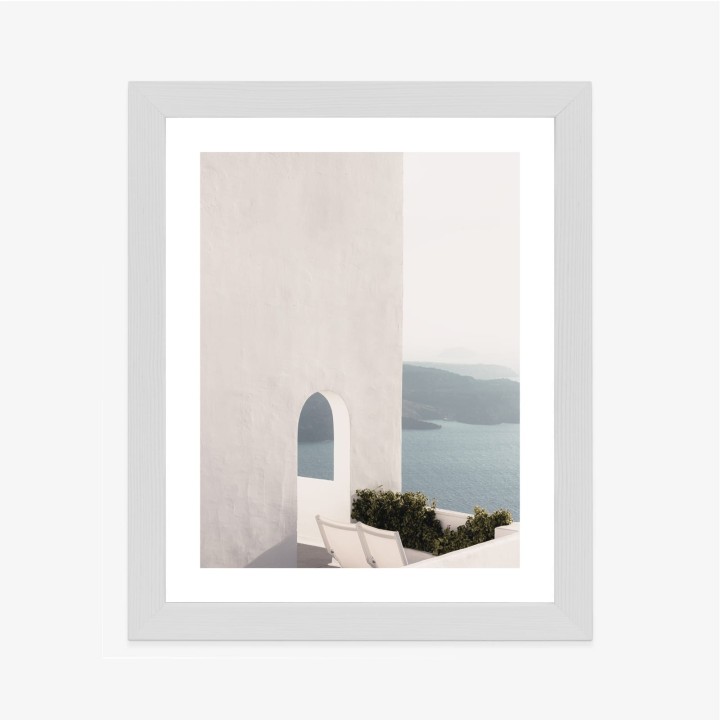 Plakat Biała Architektura Na Santorini Z Widokiem Na Morze