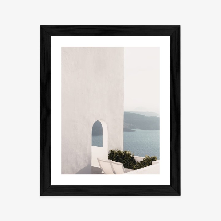Plakat Biała Architektura Na Santorini Z Widokiem Na Morze