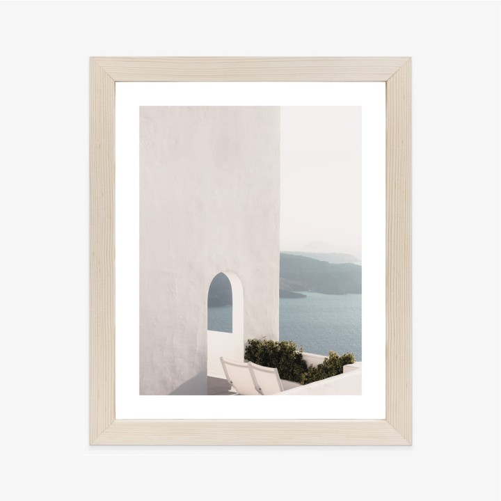 Plakat Biała Architektura Na Santorini Z Widokiem Na Morze