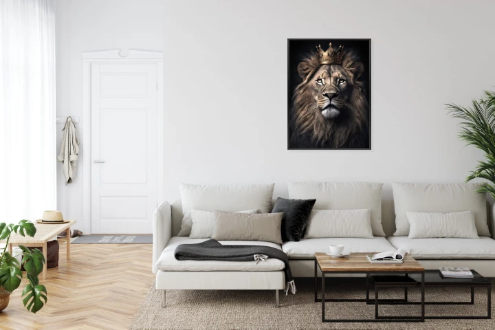 Plakat Lew W Koronie Na Realistycznym Portrecie