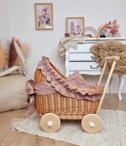 wiklinowy wózek dla lalek