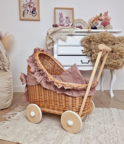 wiklinowy wózek dla lalek