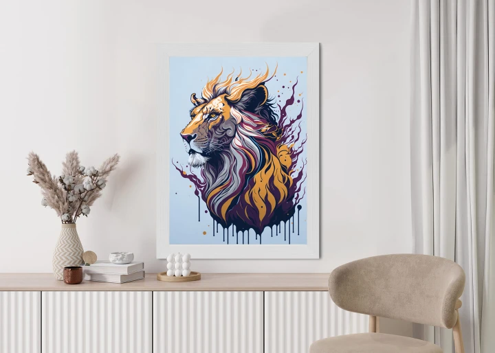 Plakat Lew Na Nowoczesnej Grafice